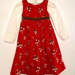 Vintage Gap Kids Velvet Floral Dress w/ Blouse 4T Peter Pan Collar Holiday